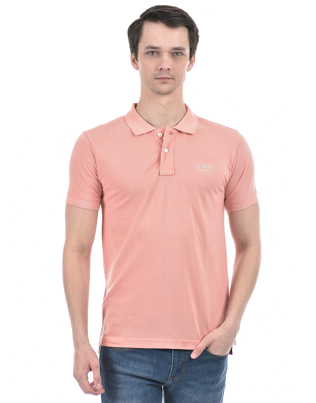 Numero Uno Men Logo Print Pink T-Shirt